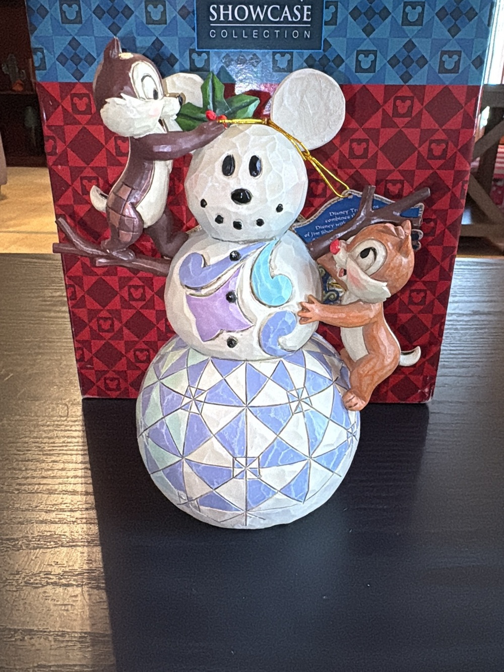 Jim Shore Disney Chip & Dale Woodland Winter Wonderland Snowman With Box
